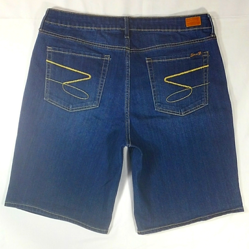Seven7 Sunset Bermuda Denim Blue Jean Shorts SZ 14 - Picture 7 of 8